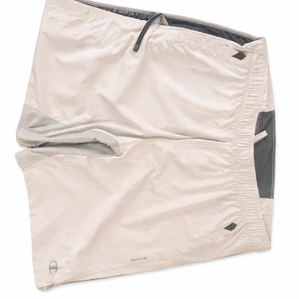 Champion Men's Light Beige Athletic Shorts with Gray Accents